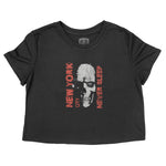 New York Cropped Tee in Black - front view