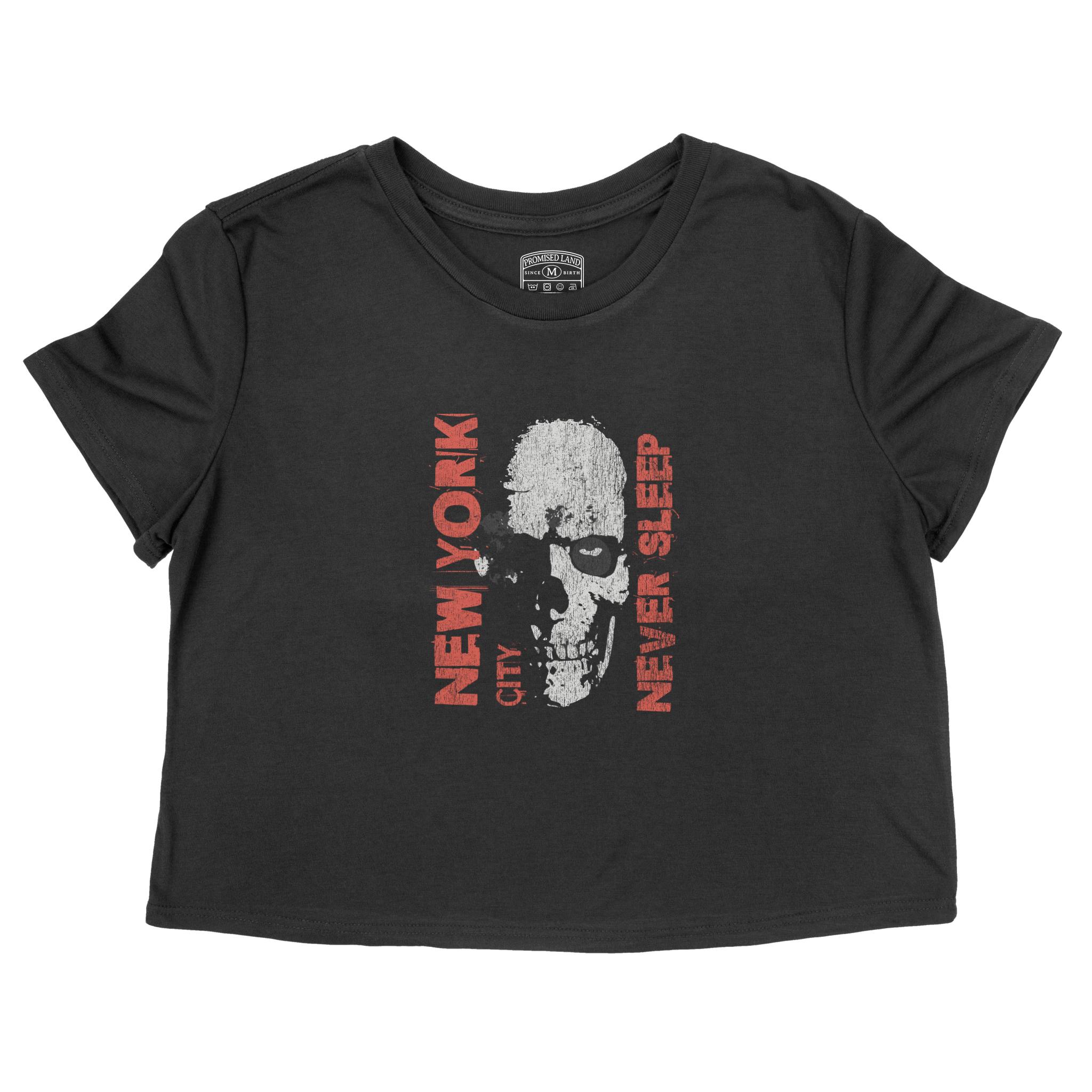 New York Cropped Tee in Black - front view
