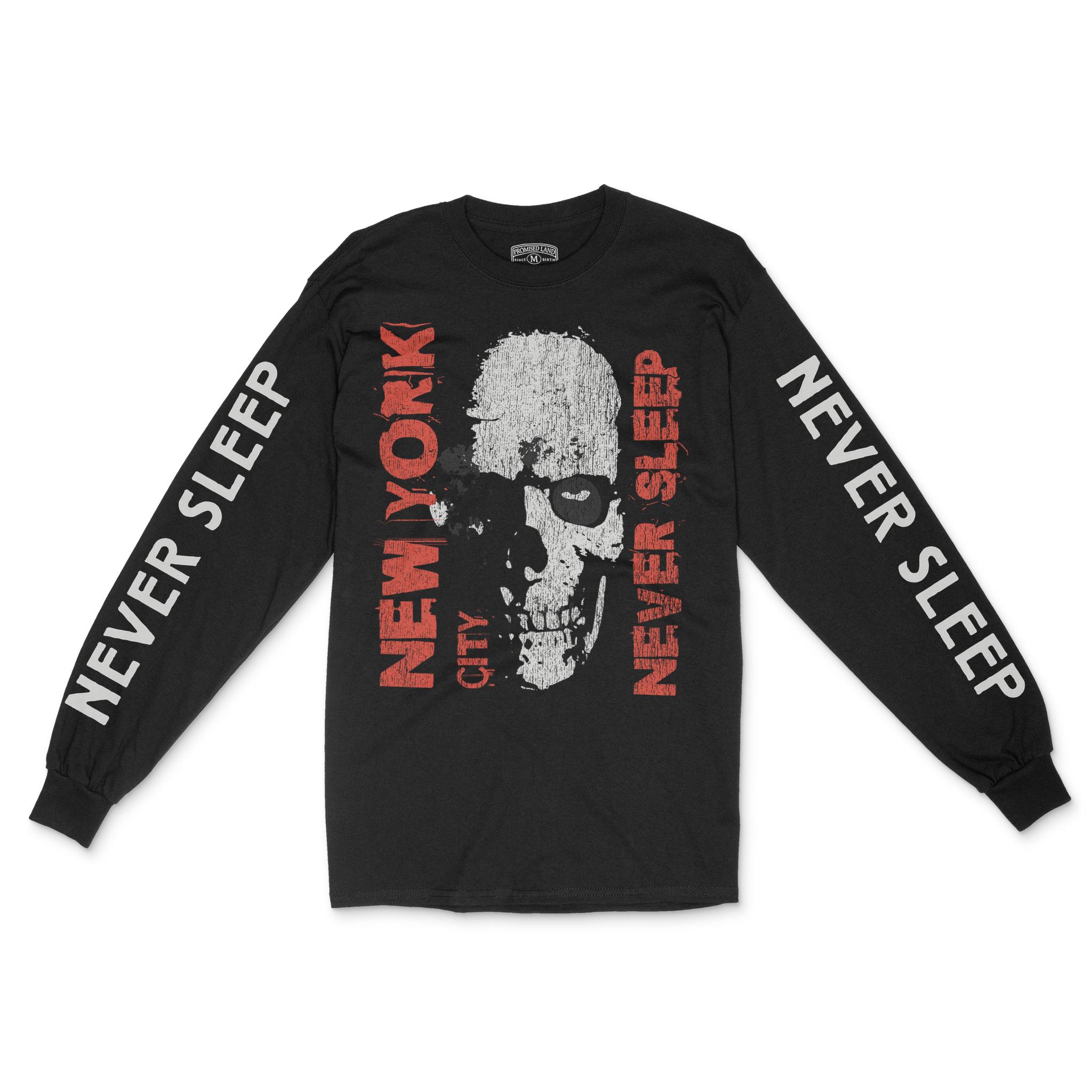 New York Skull King Longsleeve in Black - front view with sleeves