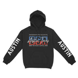 Austin Hoodie in Black - front-sleeves view