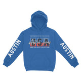 Austin Hoodie in Royal - front-sleeves view