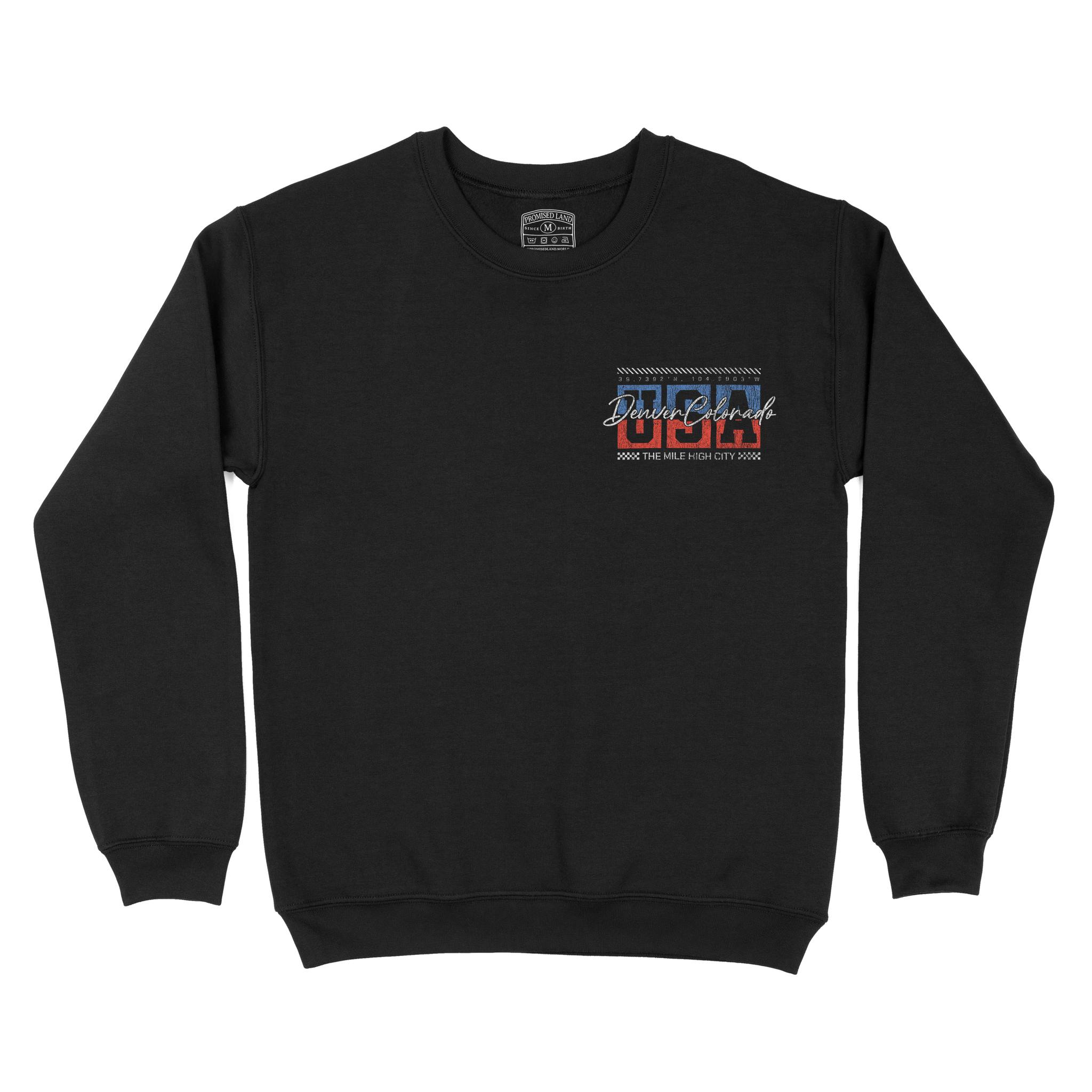 Denver Retro Usa Crewneck Black front