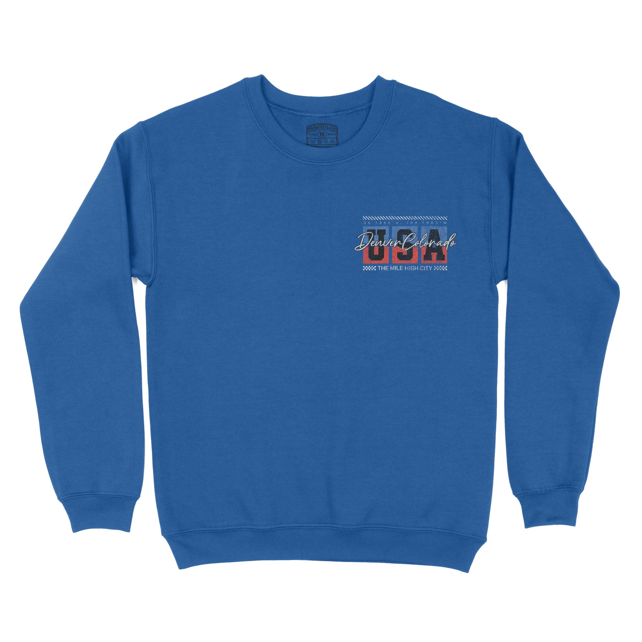 Denver Retro Usa Crewneck Royal front