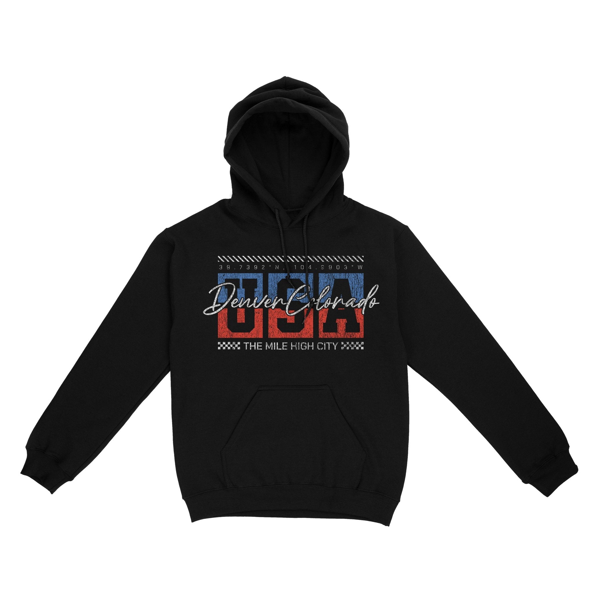 Denver Retro Usa Hoodie Black front