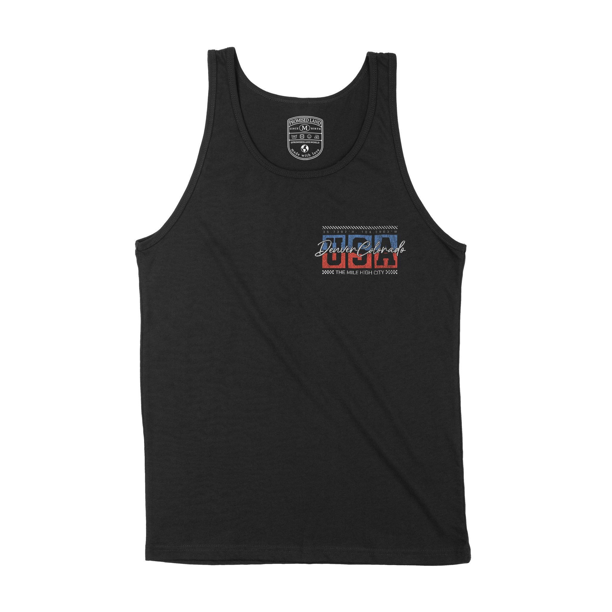 Denver Retro Usa Tank Top Black front