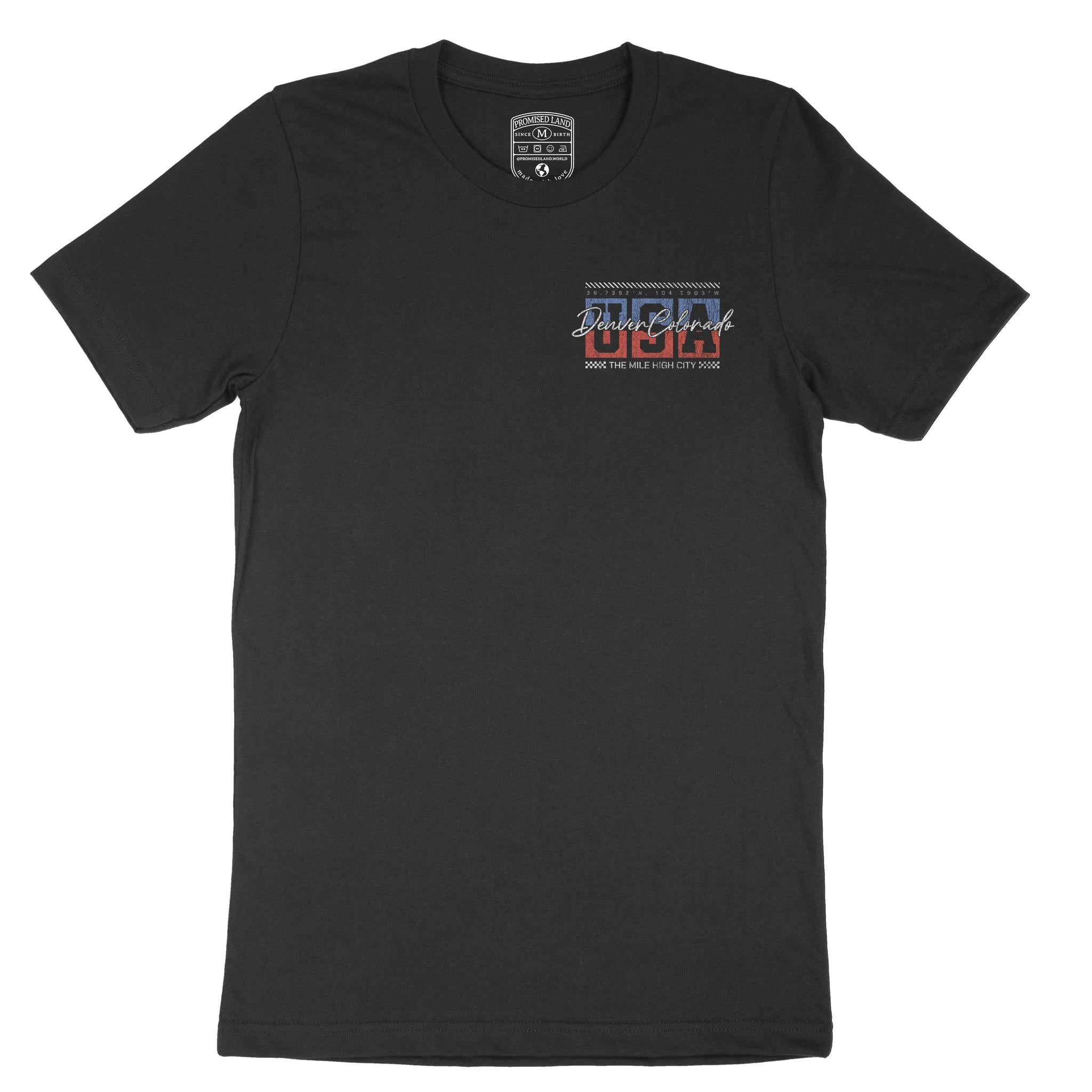 Denver Retro Usa T-Shirt Black front