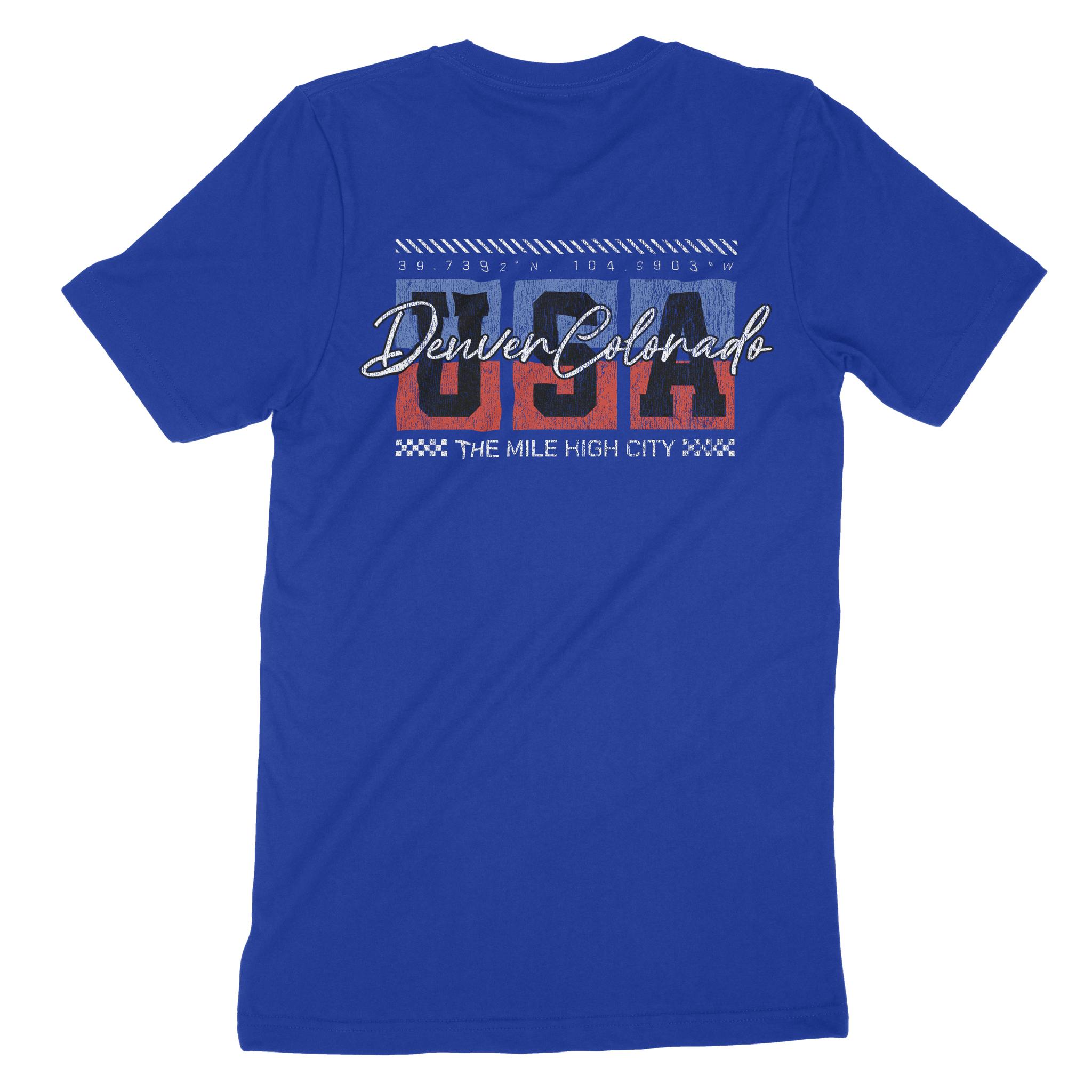 Denver Retro Usa T-Shirt True Royal back