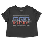 Miami Retro Usa Cropped Tee Black front