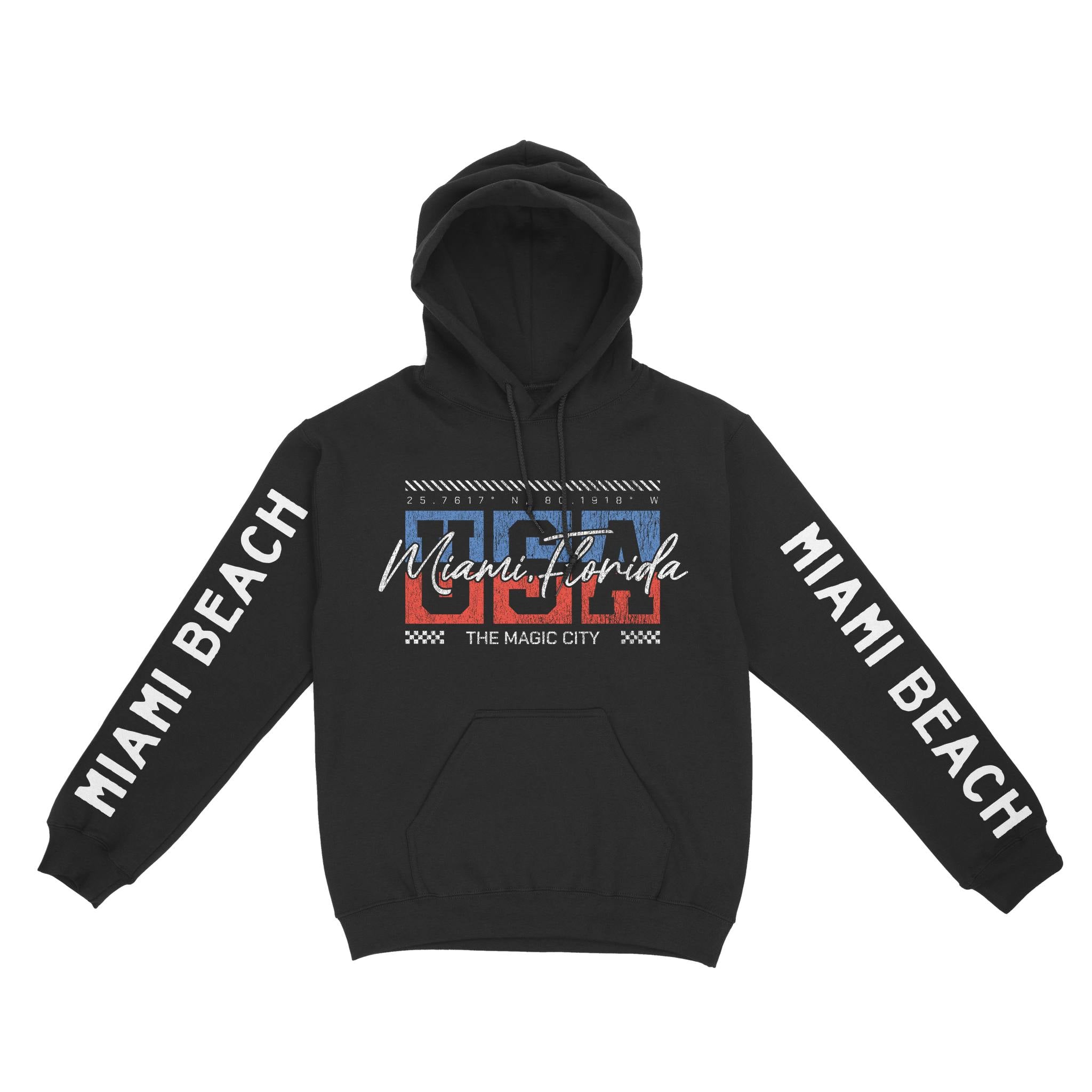 Miami Hoodie in Black - front-sleeves view