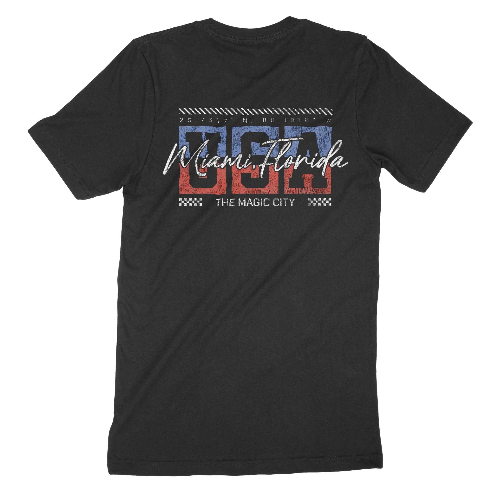 Miami Retro Usa T-Shirt Black back