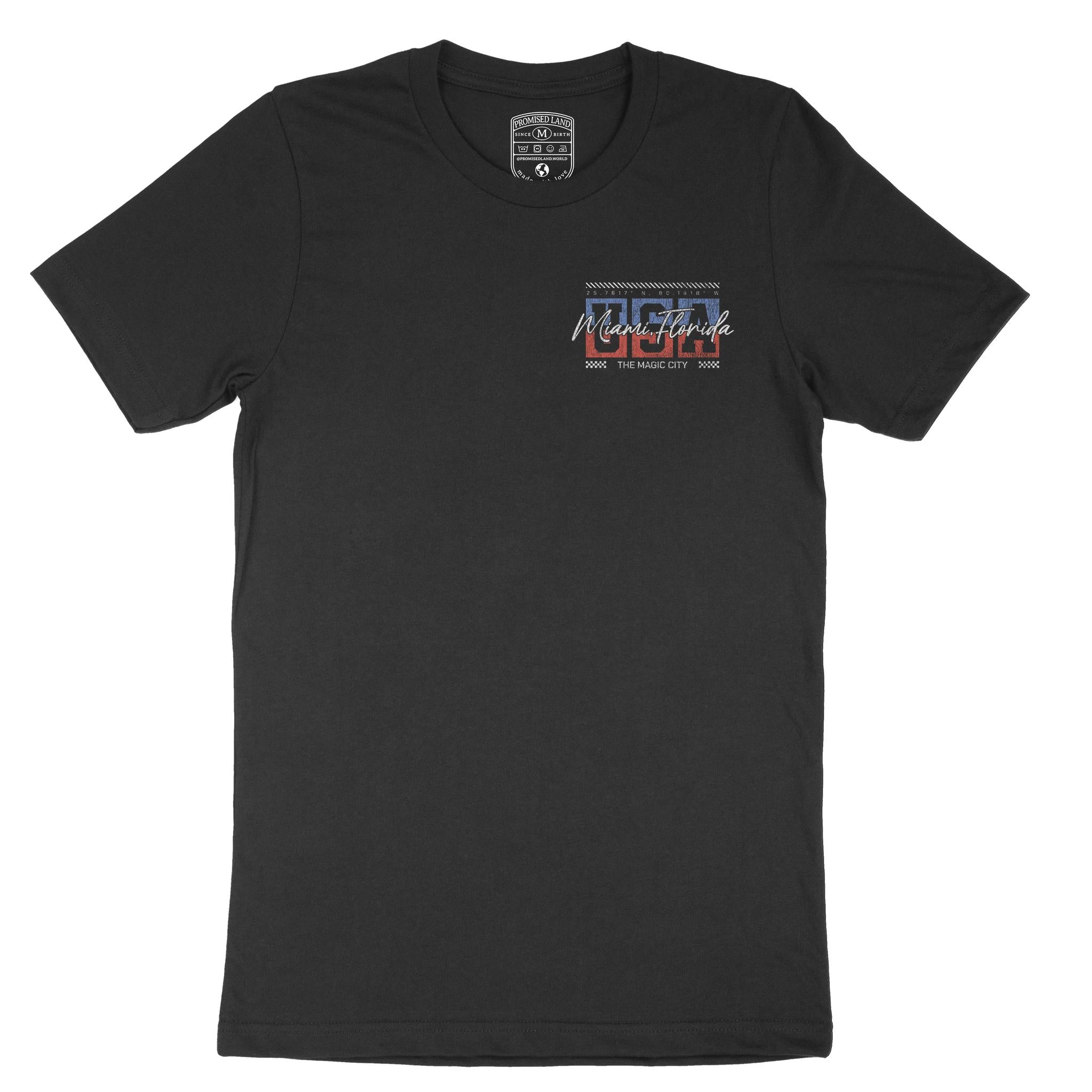 Miami Retro Usa T-Shirt Black front