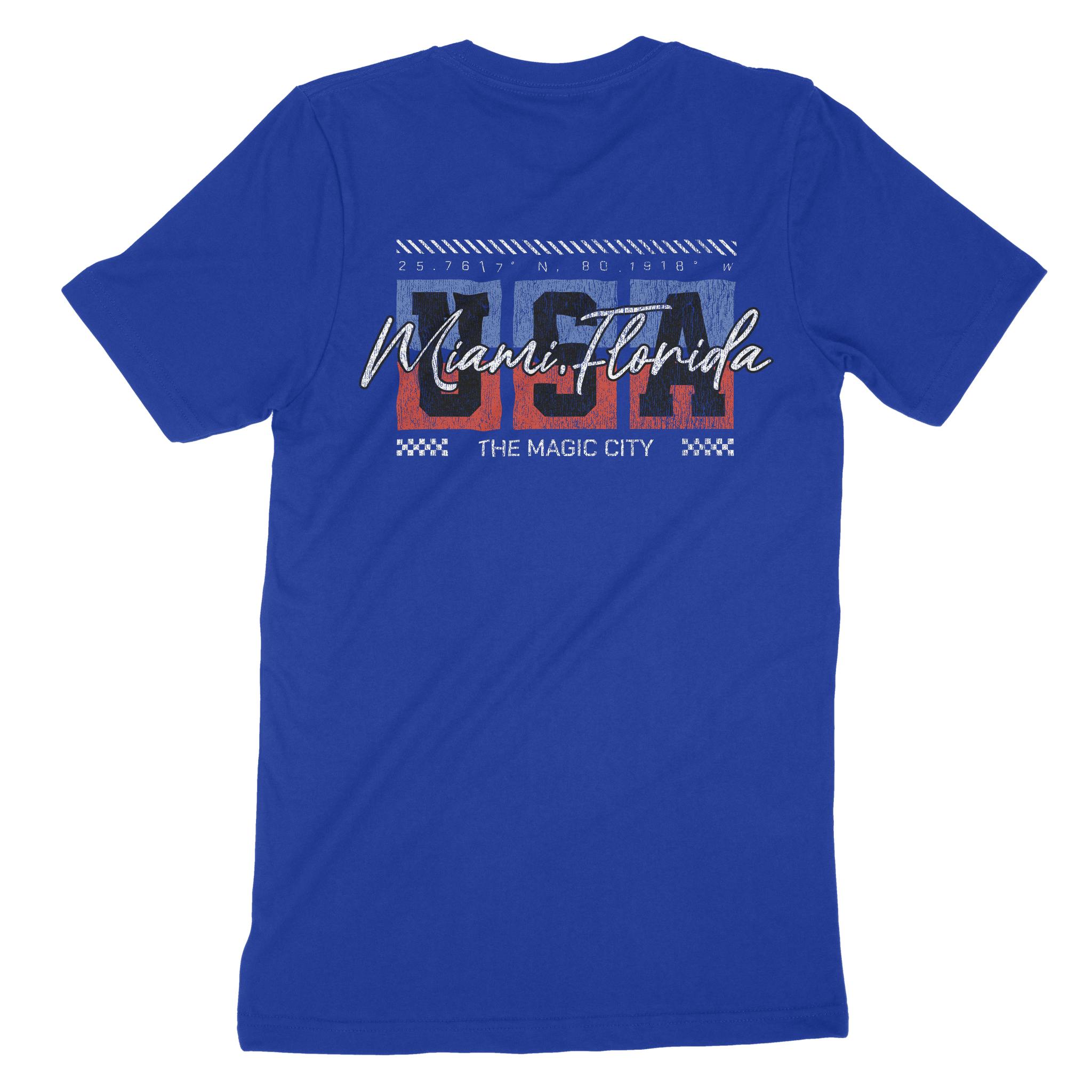 Miami Retro Usa T-Shirt True Royal back