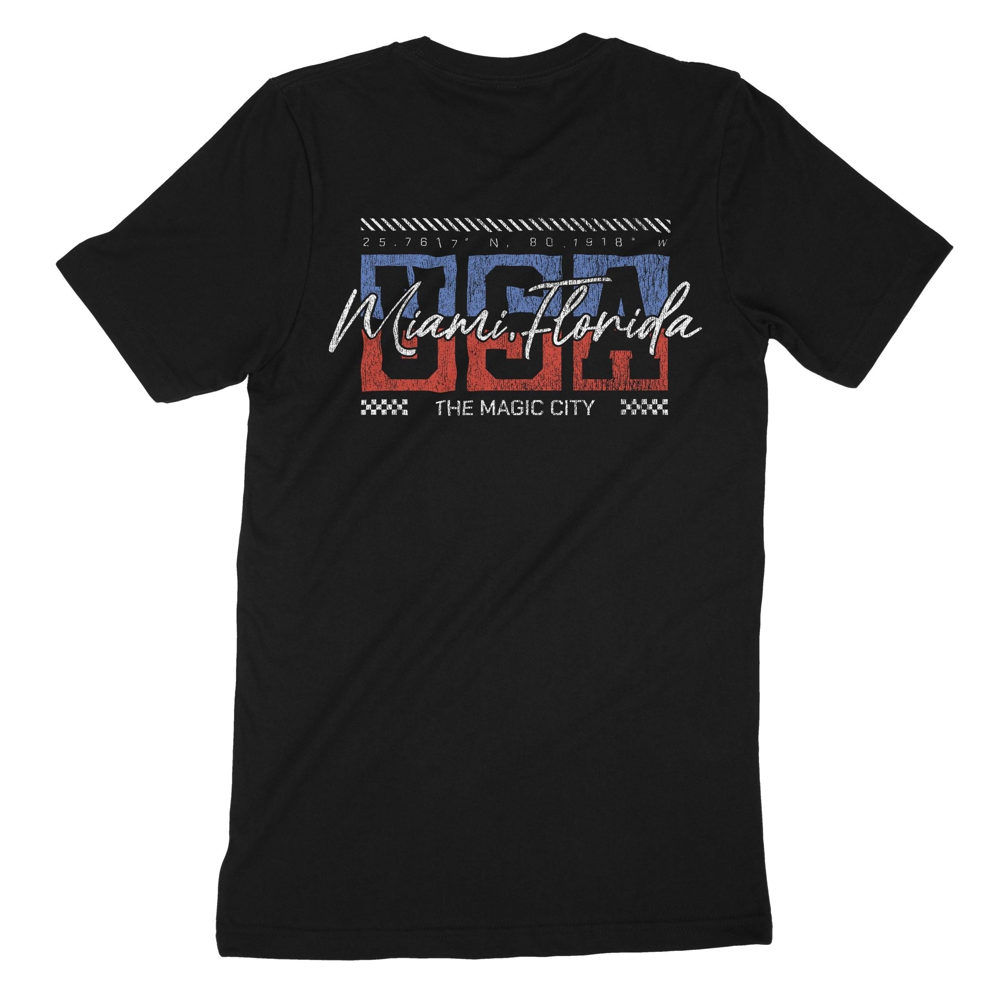 Miami Retro Usa T-Shirt Vintage Black back