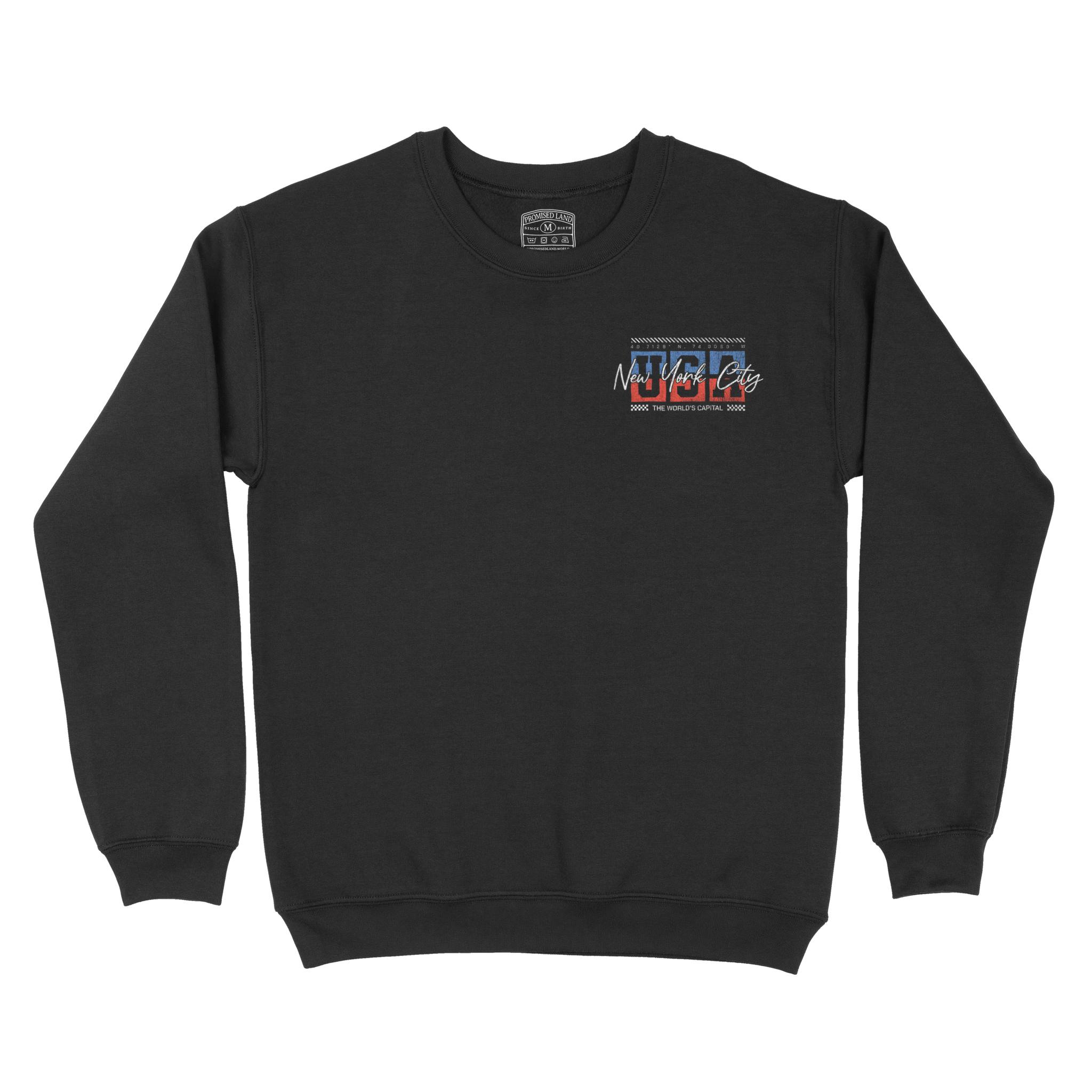 New York Crewneck in Black - front view