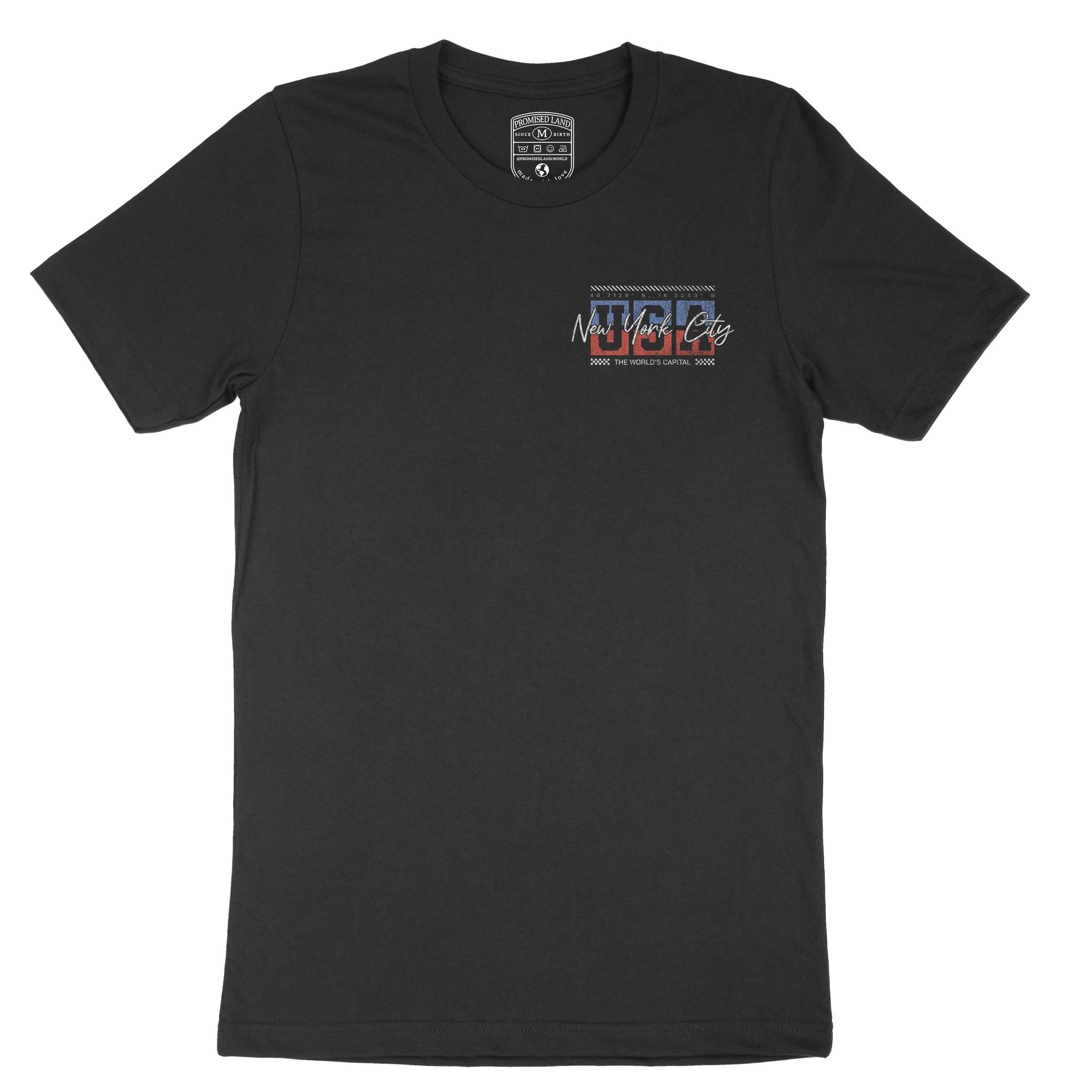 New York Retro Usa T-Shirt Black front