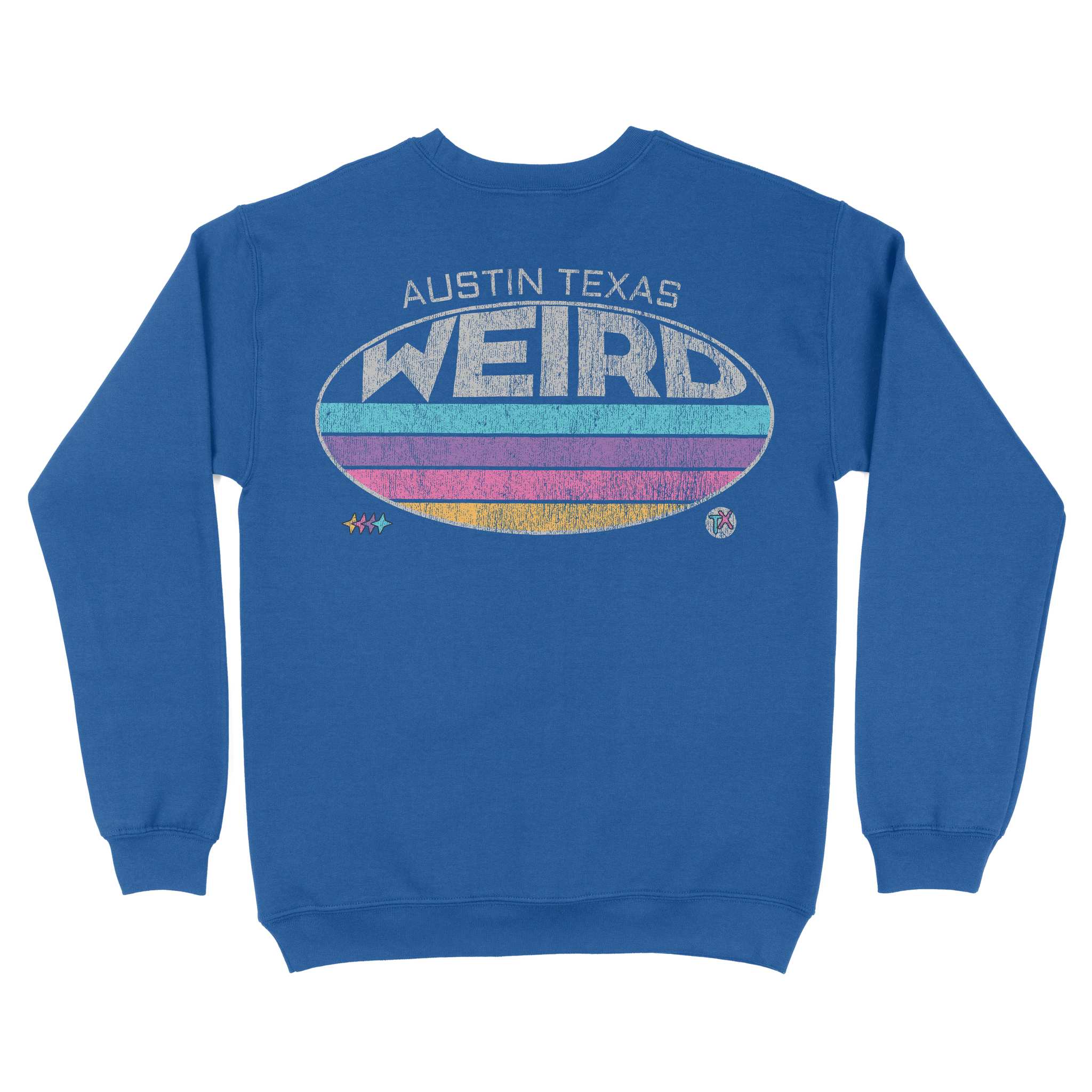 Austin Retro Dude Crewneck Royal back
