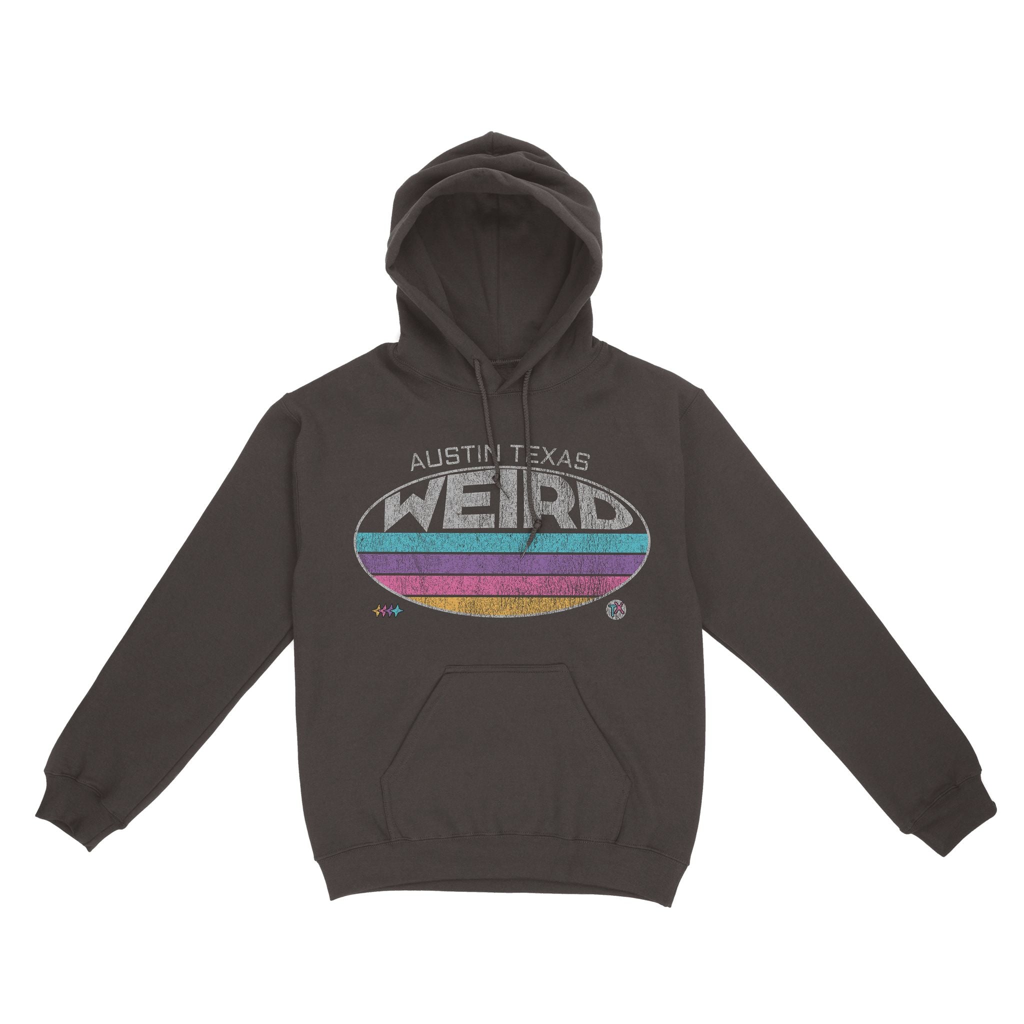 Austin Retro Dude Hoodie Dark Chocolate front