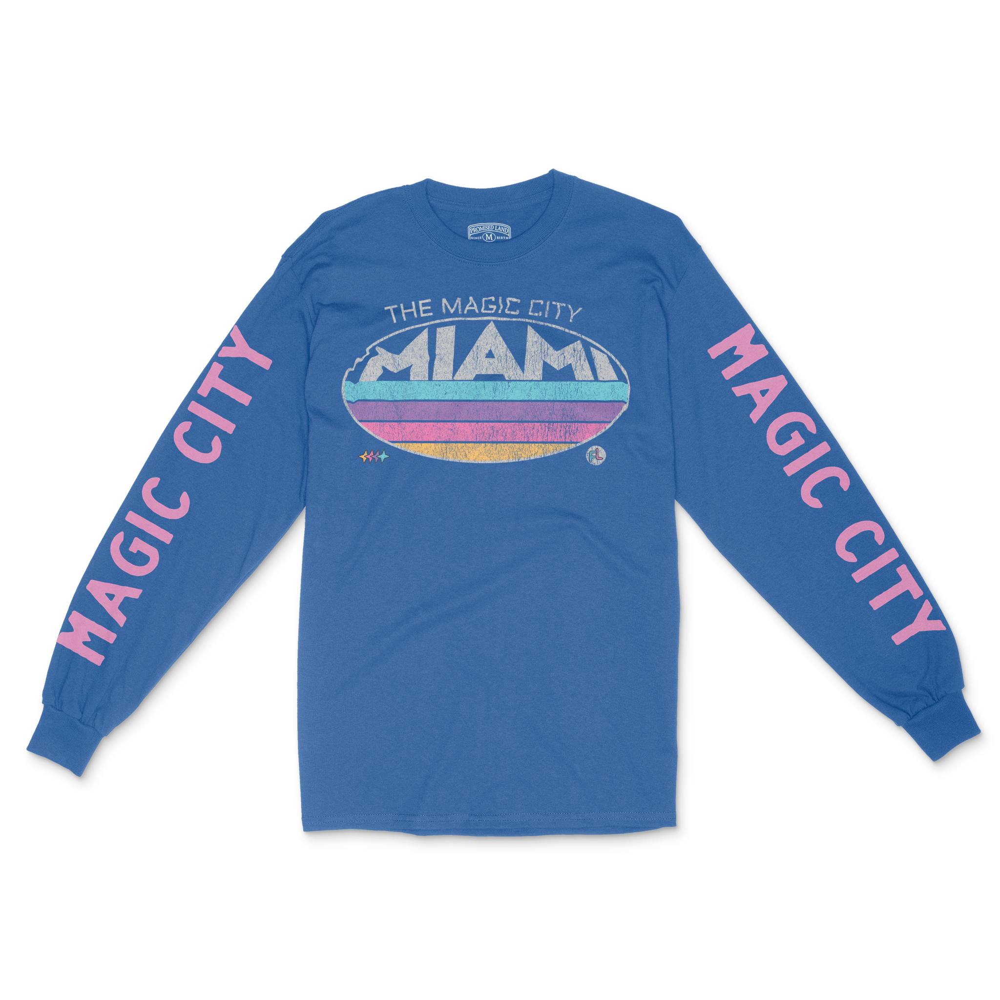 Miami Retro Dude Longsleeve in Royal - front view with sleeves