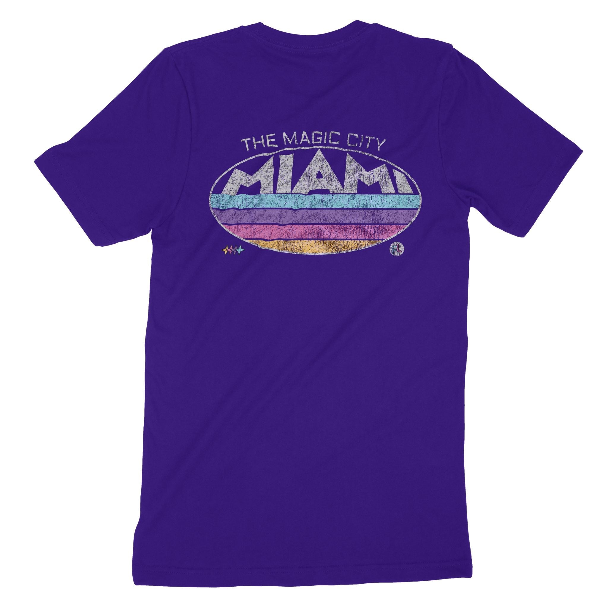 Miami Retro Dude T-Shirt Team Purple back