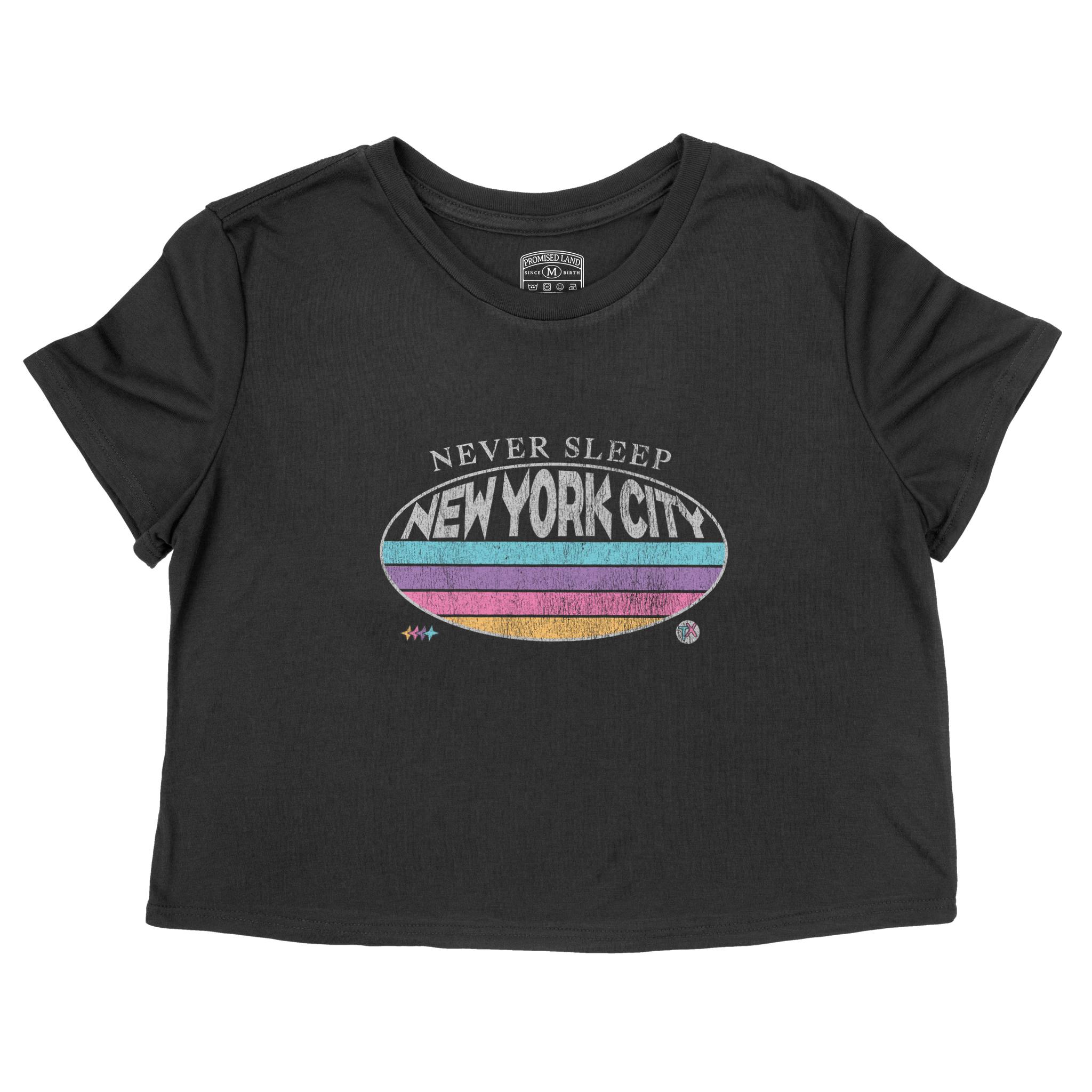 New York Cropped Tee in Black - front view