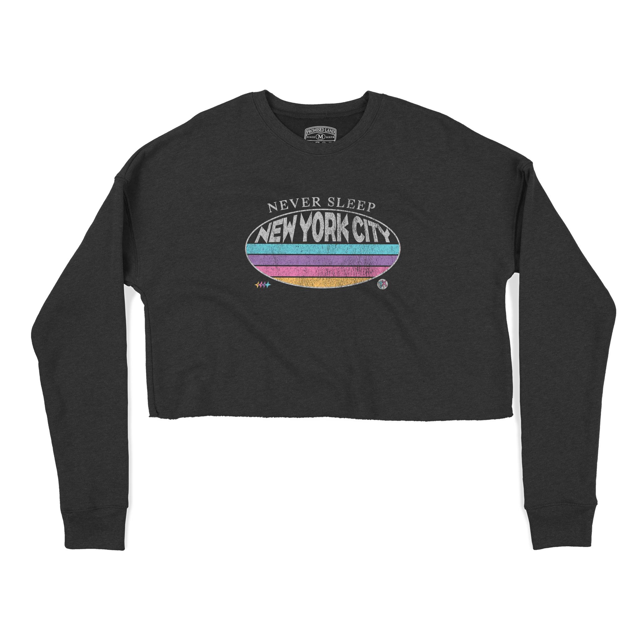 New York Cropped Crew in Black - front view