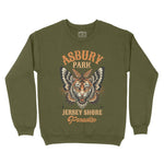 Asbury Park Tigerfly Crewneck in Military Green - front view