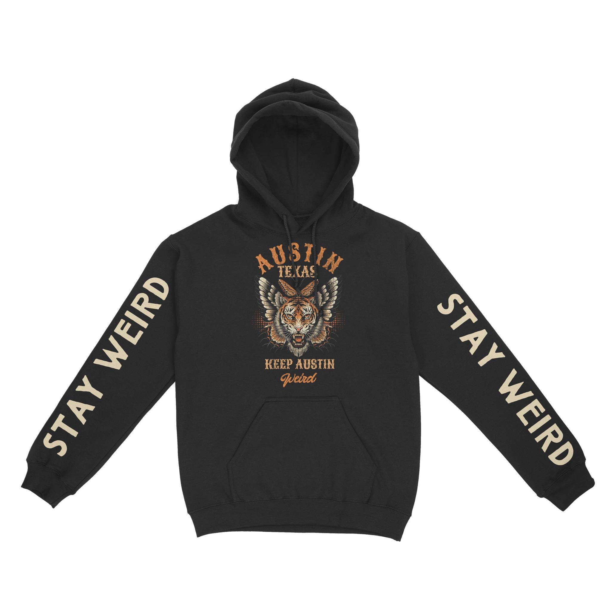Austin Hoodie in Black - front-sleeves view