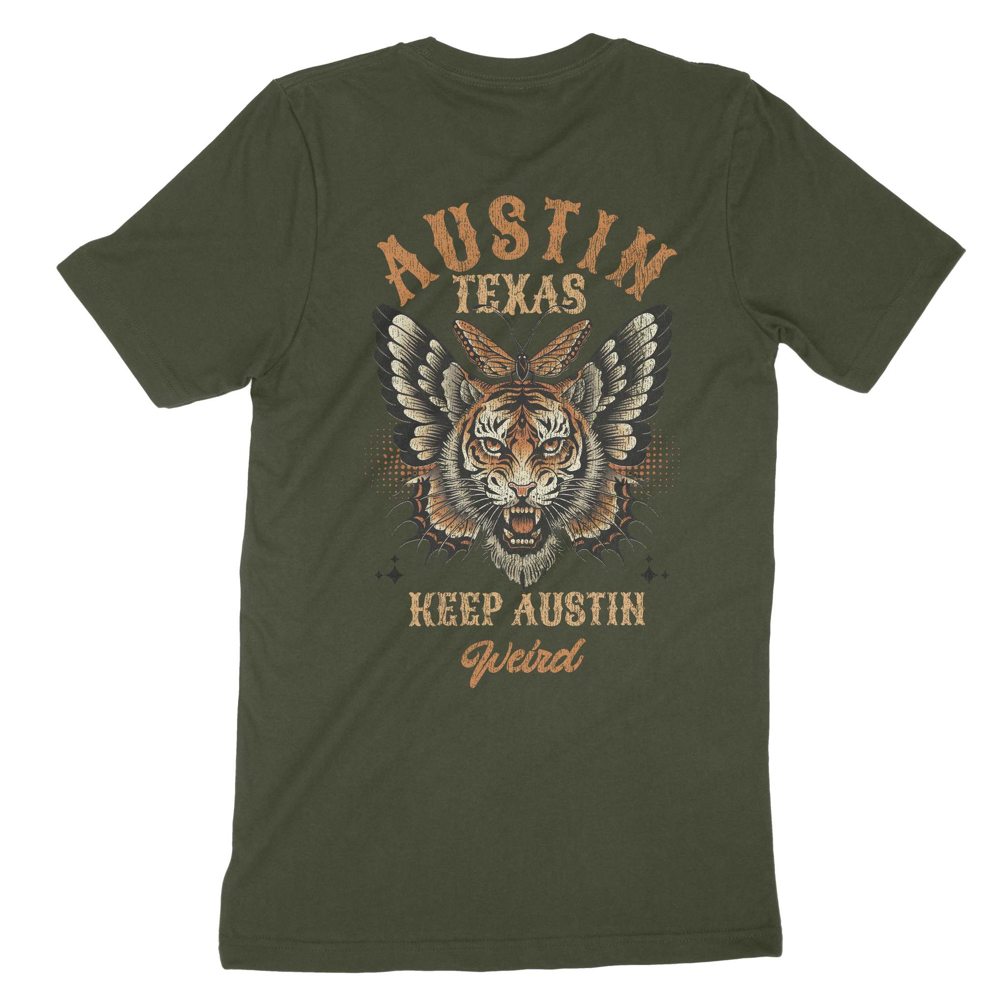 Austin Tigerfly T-Shirt Military Green back