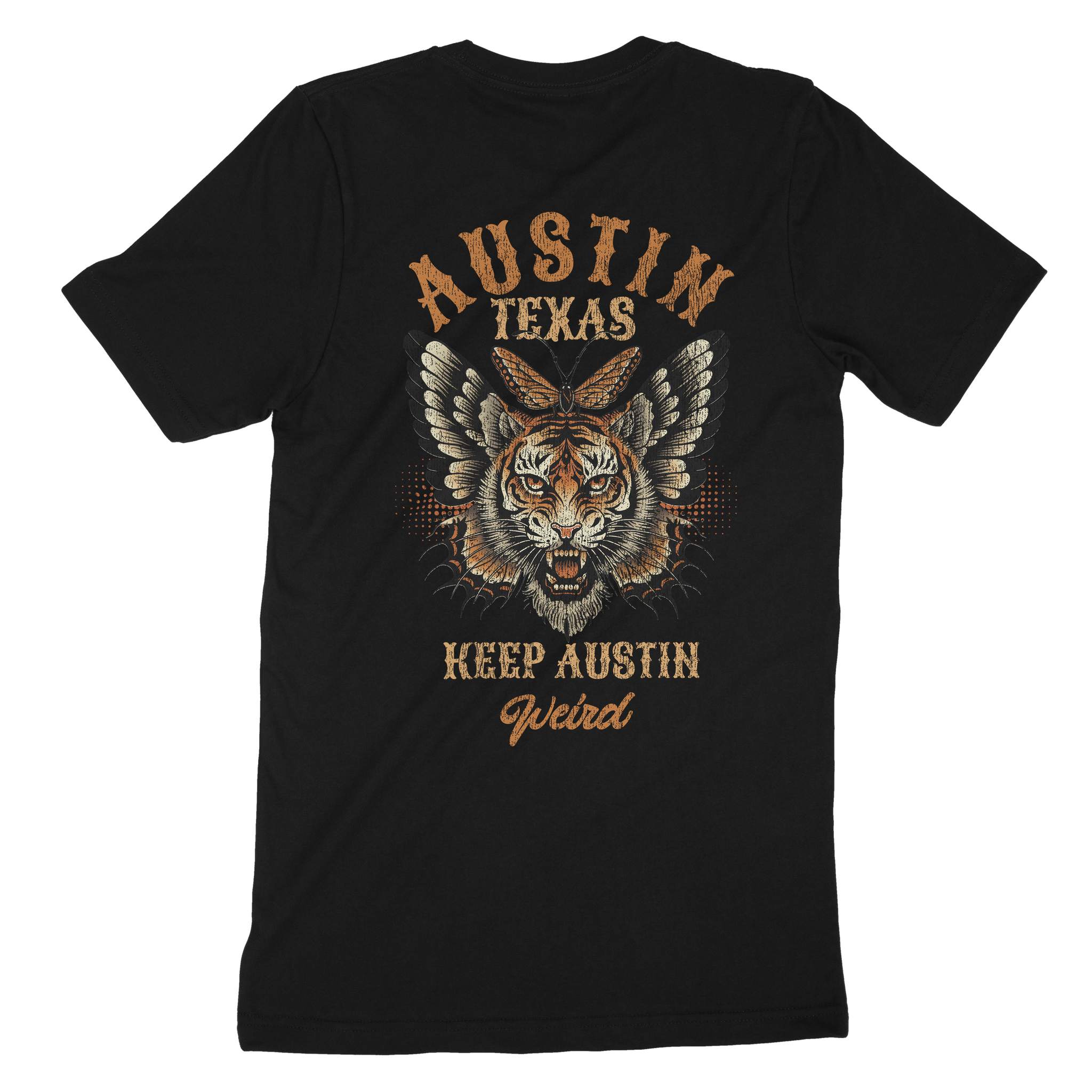 Austin Tigerfly T-Shirt Vintage Black back