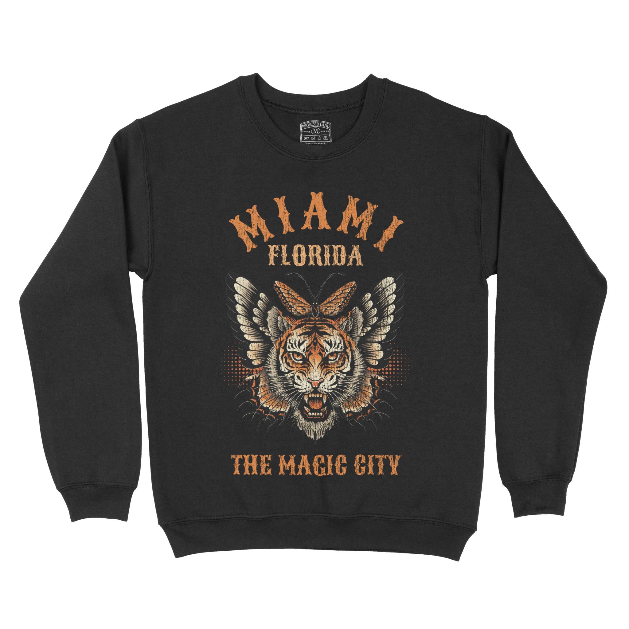 Miami Crewneck in Black - front view