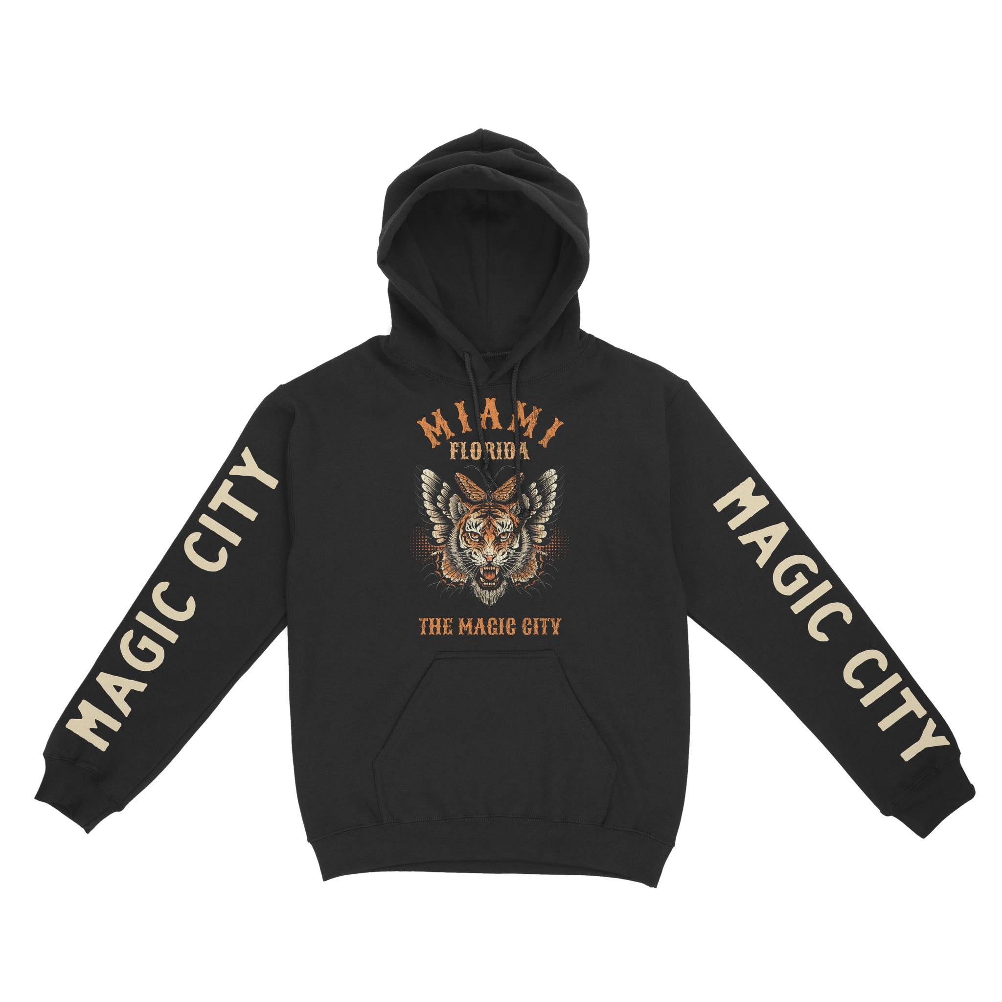 Miami Hoodie in Black - front-sleeves view