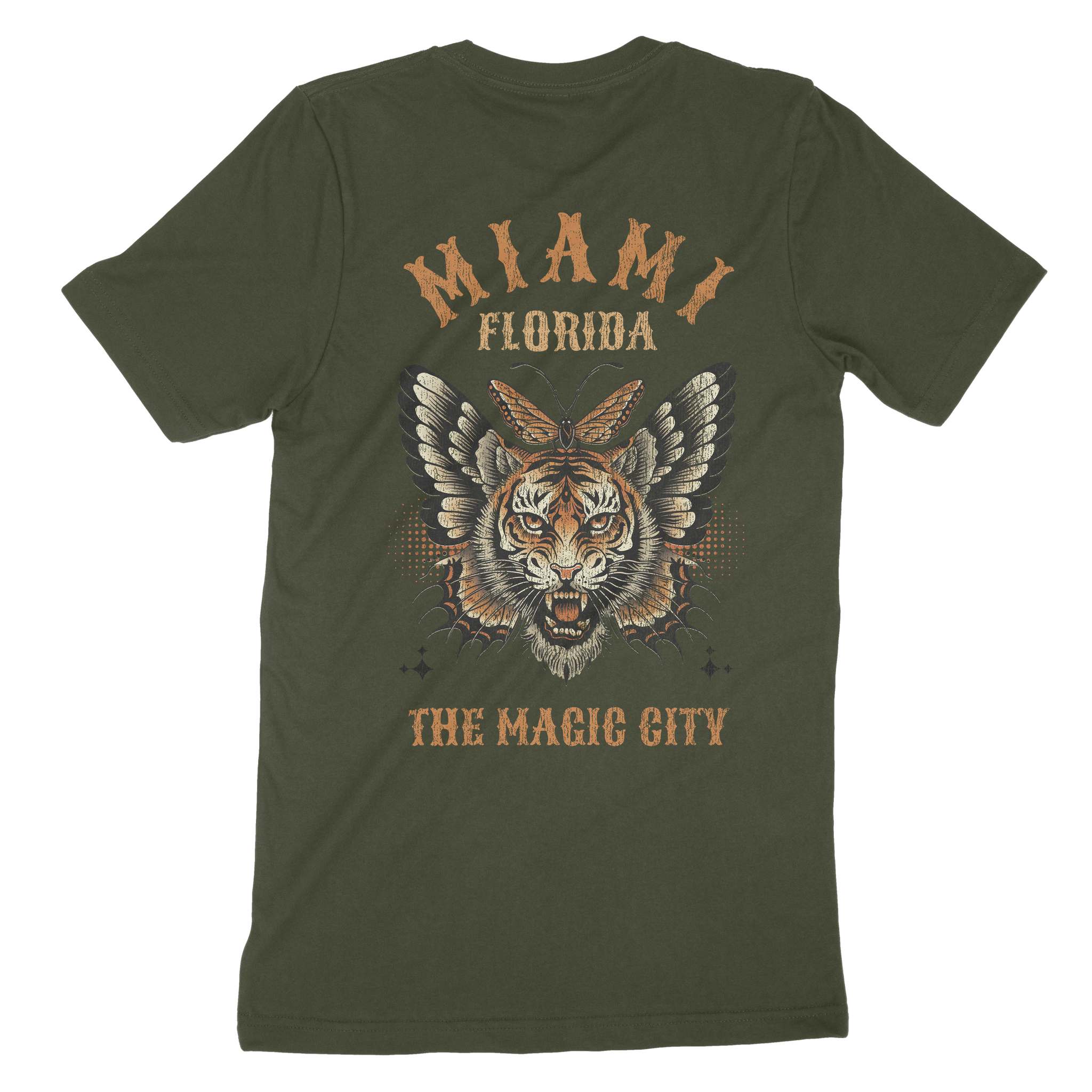 Miami Tigerfly T-Shirt Military Green back