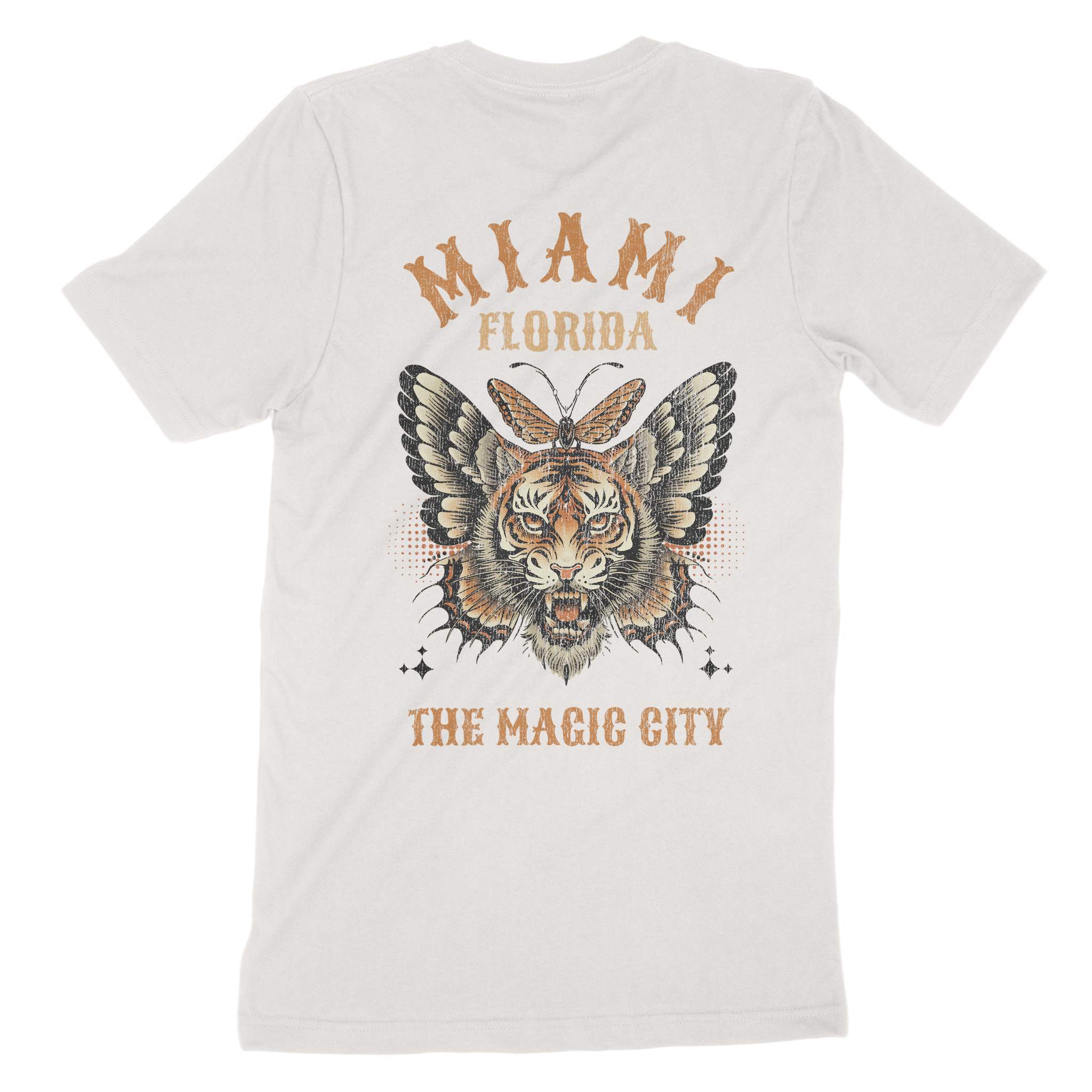Miami Tigerfly T-Shirt Vintage White back