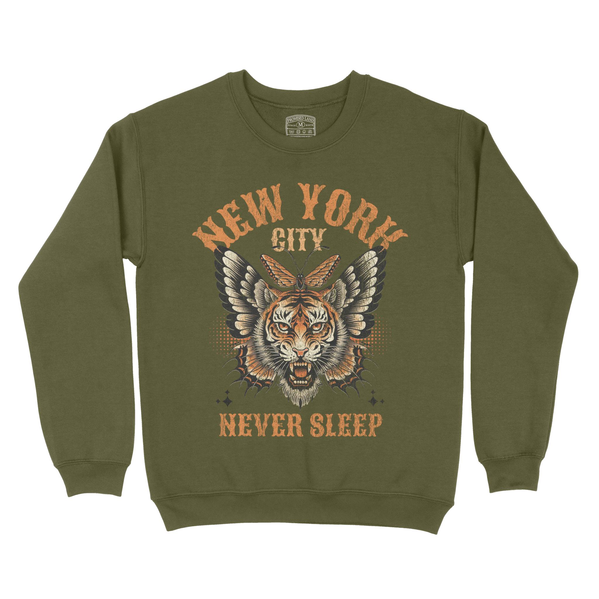 New York Crewneck in Military Green - front view