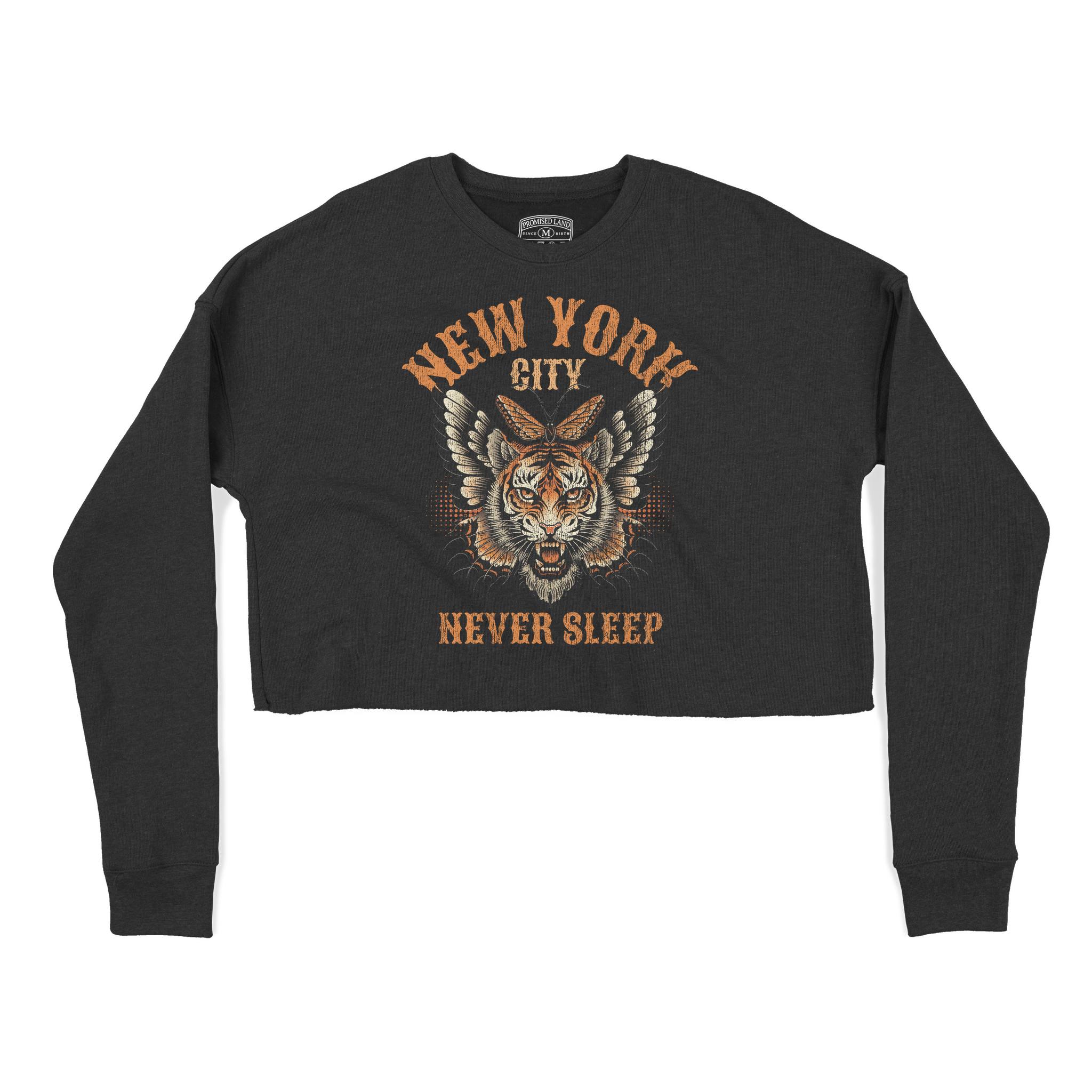 New York Cropped Crew in Black - front view