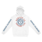 Denver Hoodie in White - front-sleeves view