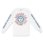 Denver Sun Man Longsleeve in White - front view with sleeves