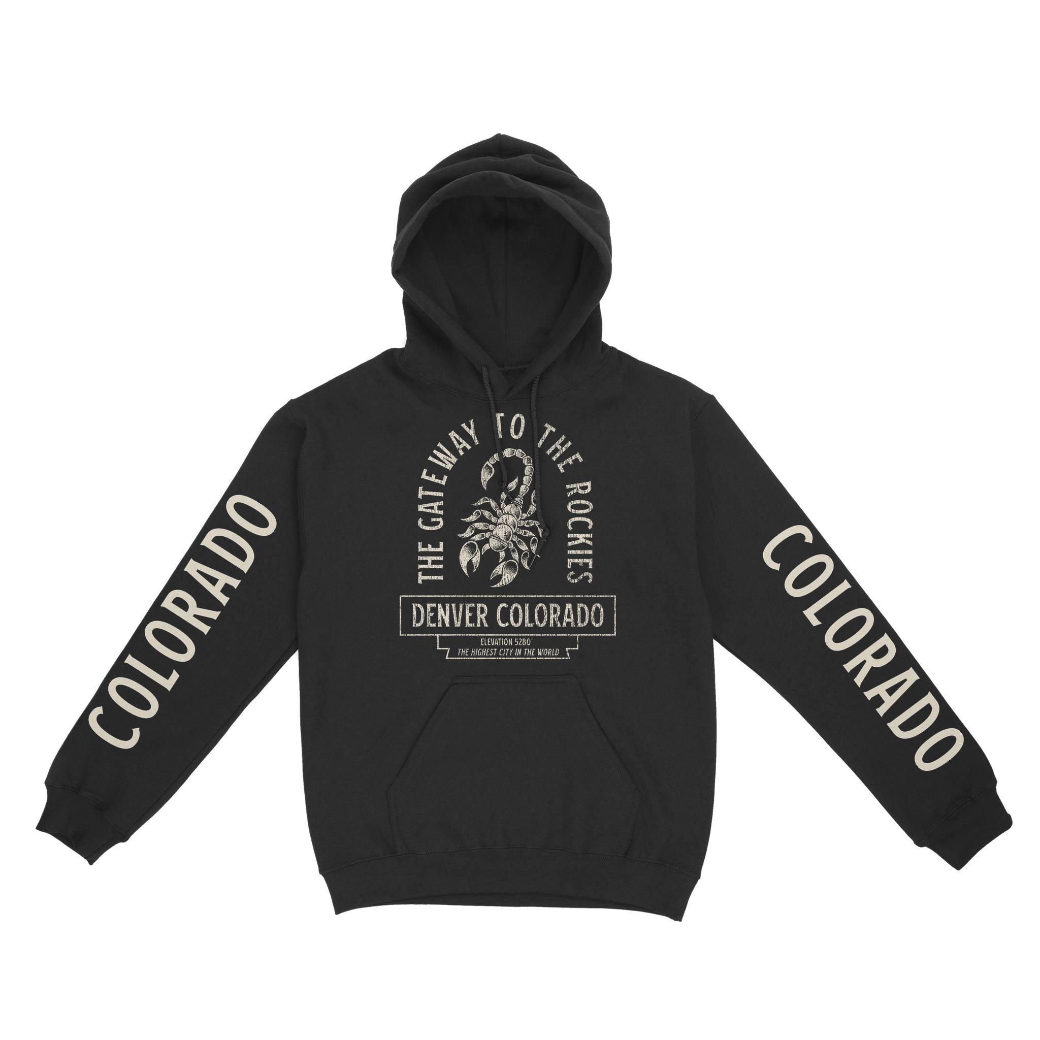 Denver Hoodie in Black - front-sleeves view