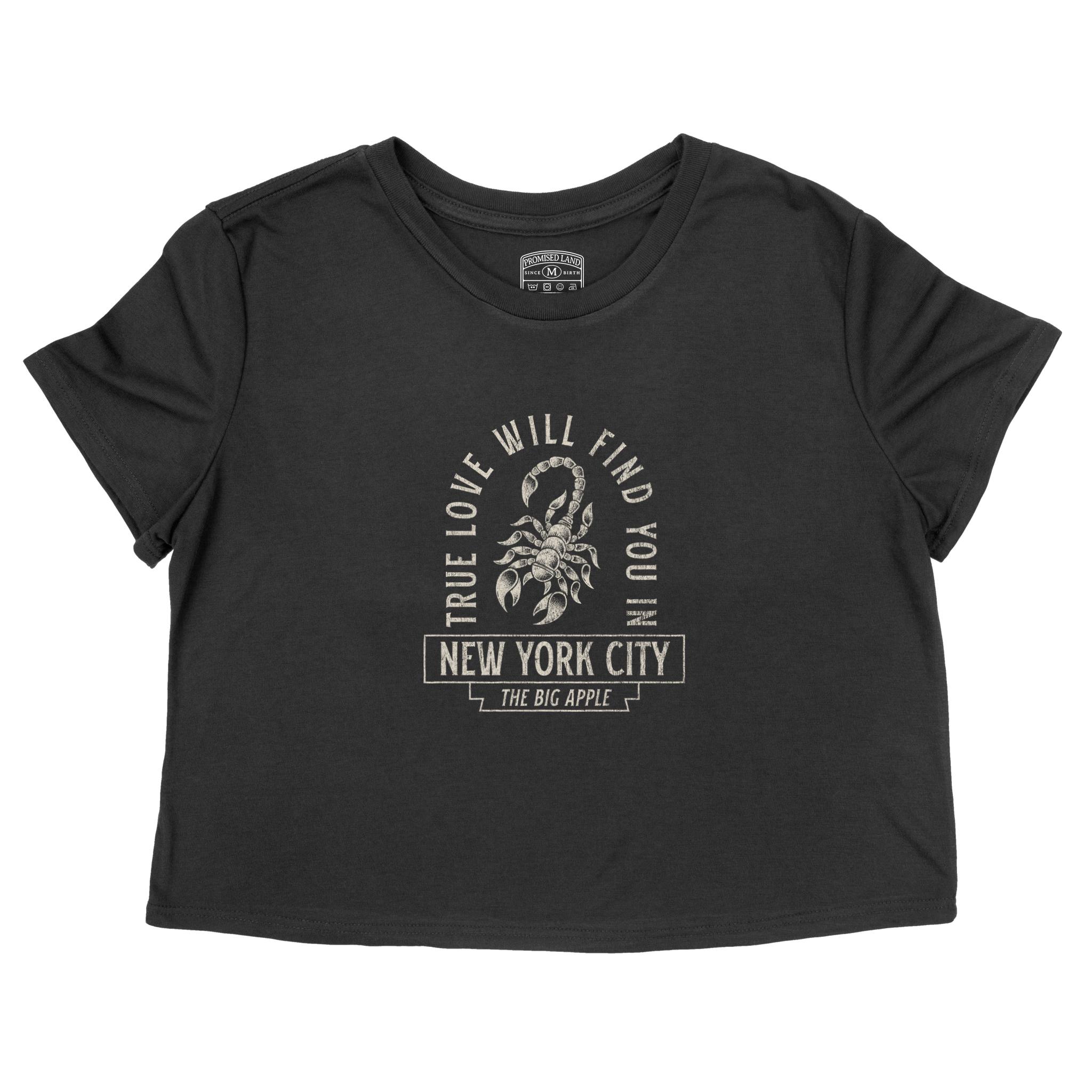 New York Cropped Tee in Black - front view