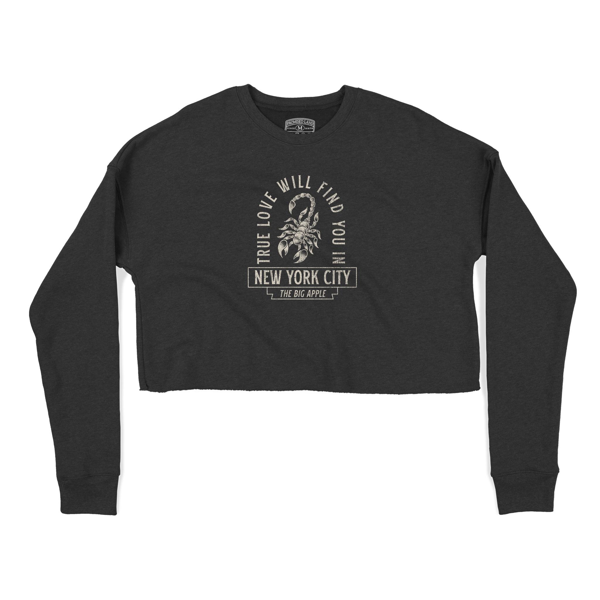 New York Cropped Crew in Black - front view