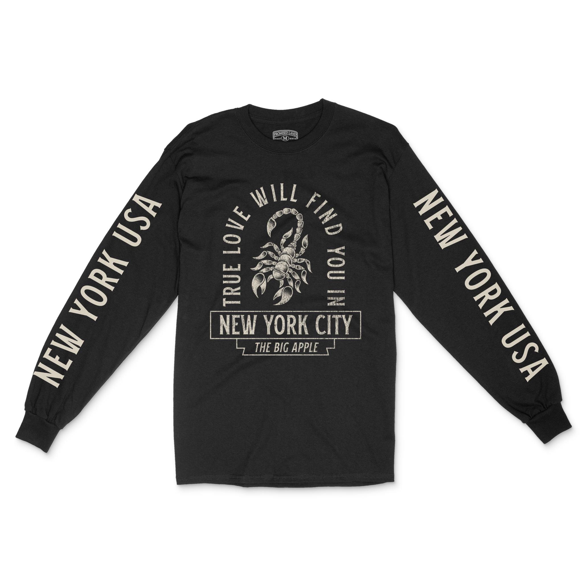 New York Longsleeve in Black - front-sleeves view