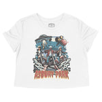 Asbury Park UFO Biker Cropped Tee in White - front view