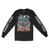 Asbury Park UFO Biker Longsleeve in Black - front with sleeves view