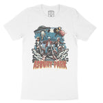 Asbury Park UFO Biker T-Shirt in White - front view