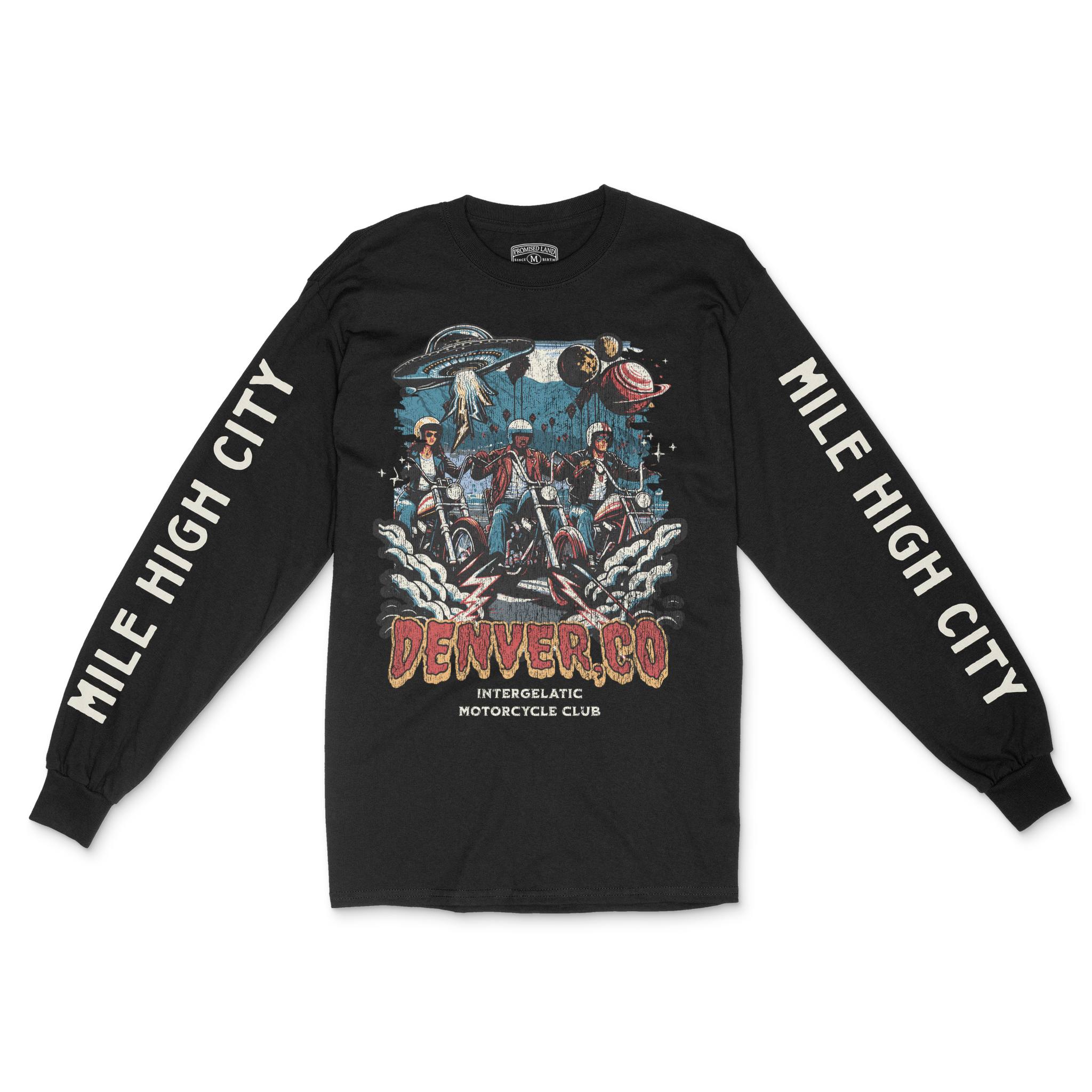 Denver UFO Biker Longsleeve in Black - front view with sleeves