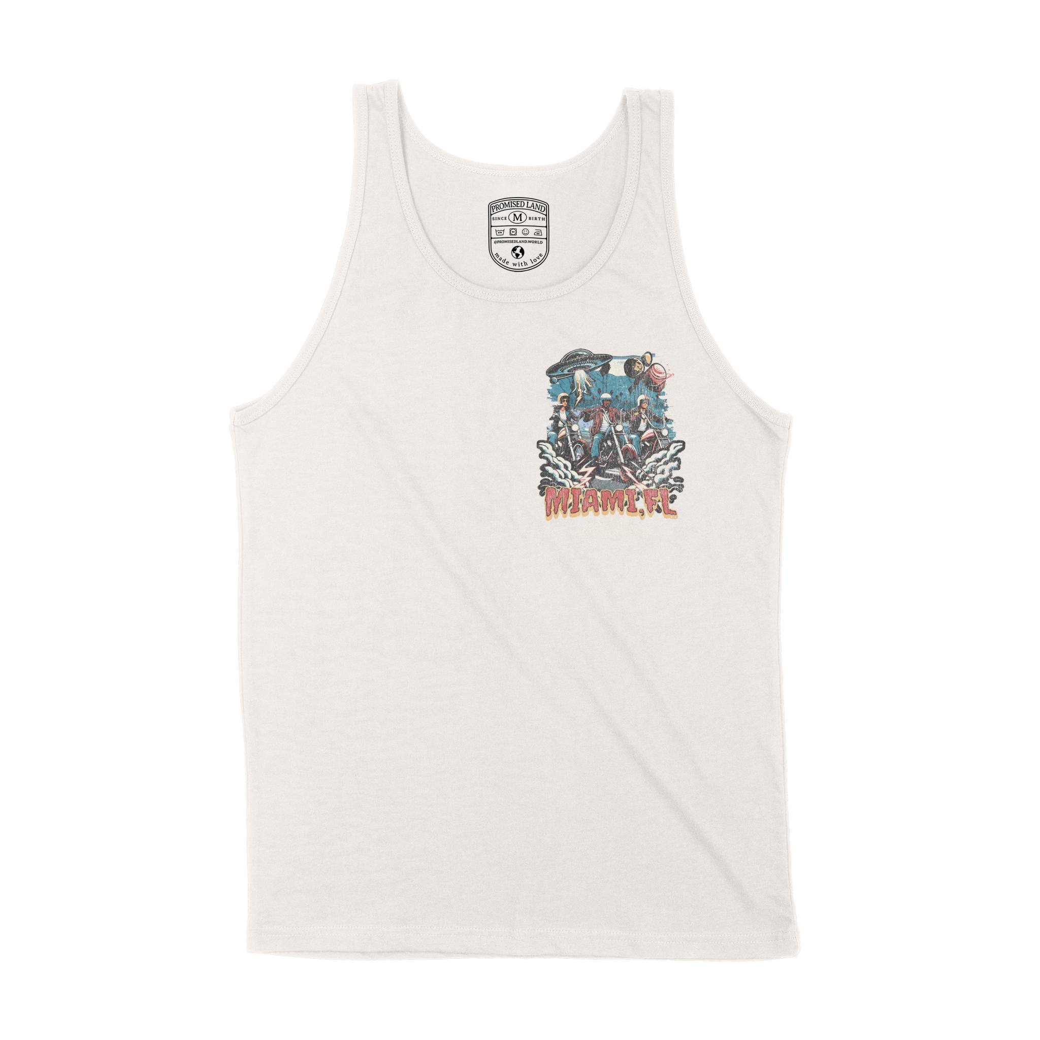 Miami UFO Biker Tank Top in Vintage - front view