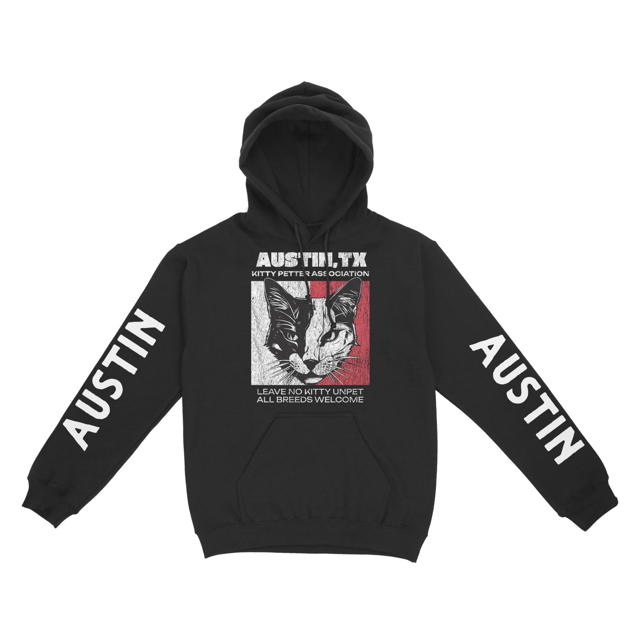 Austin Hoodie in Black - front-sleeves view