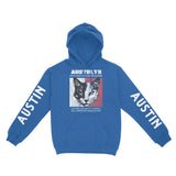 Austin Hoodie in Royal - front-sleeves view