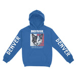 Denver Hoodie in Royal - front-sleeves view