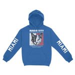 Miami Hoodie in Royal - front-sleeves view